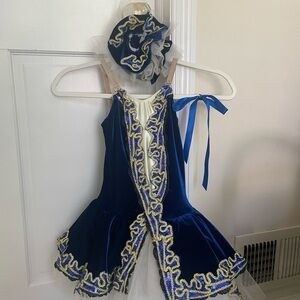 Blue Velvet Children's Elegant Ballet Costume